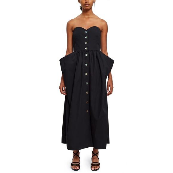 MARYAM NASSIR ZADEH Pilar Dress Size 2‎ Black Midi Summer Vacation dress - Picture 1 of 16